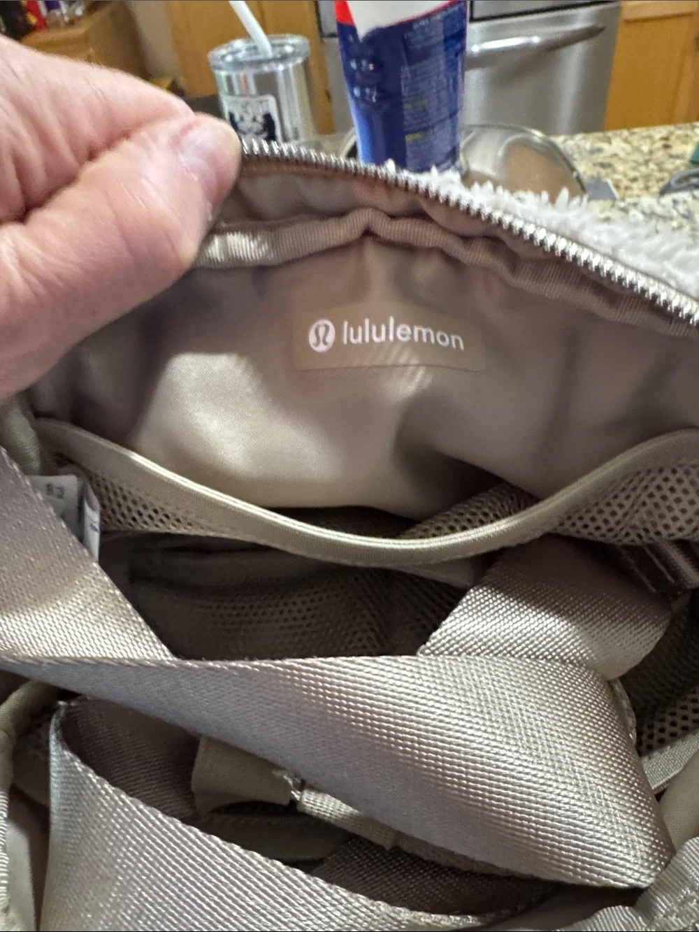 Lululemon Cream Sherpa Fleece Everywhere Belt Bag Gold Hardware
